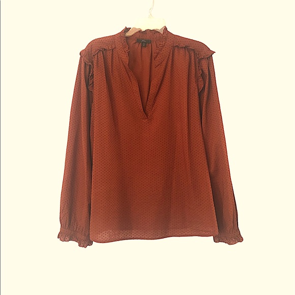 🎉HP 🛍🎊 J Crew Ruffle-trim V-neck Popover Clip Dot - Picture 3 of 7